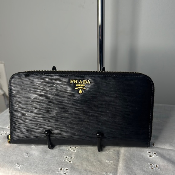 Prada Black Wallet with Gold Accents - Picture 1 of 10
